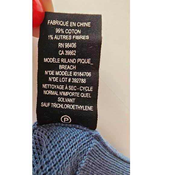 Theory Riland Piqué 99% Cotton Crewneck Sweater Blue, Mens Sz XL, New - Picture 6 of 6